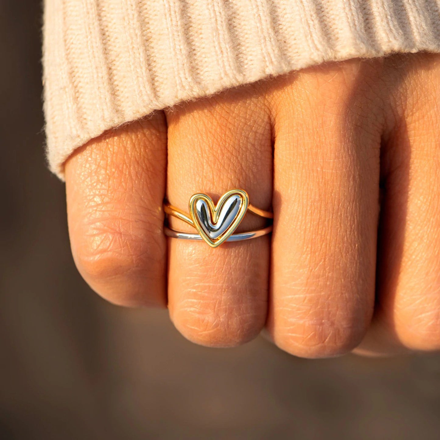 Heart Is Full Double Banded Ring