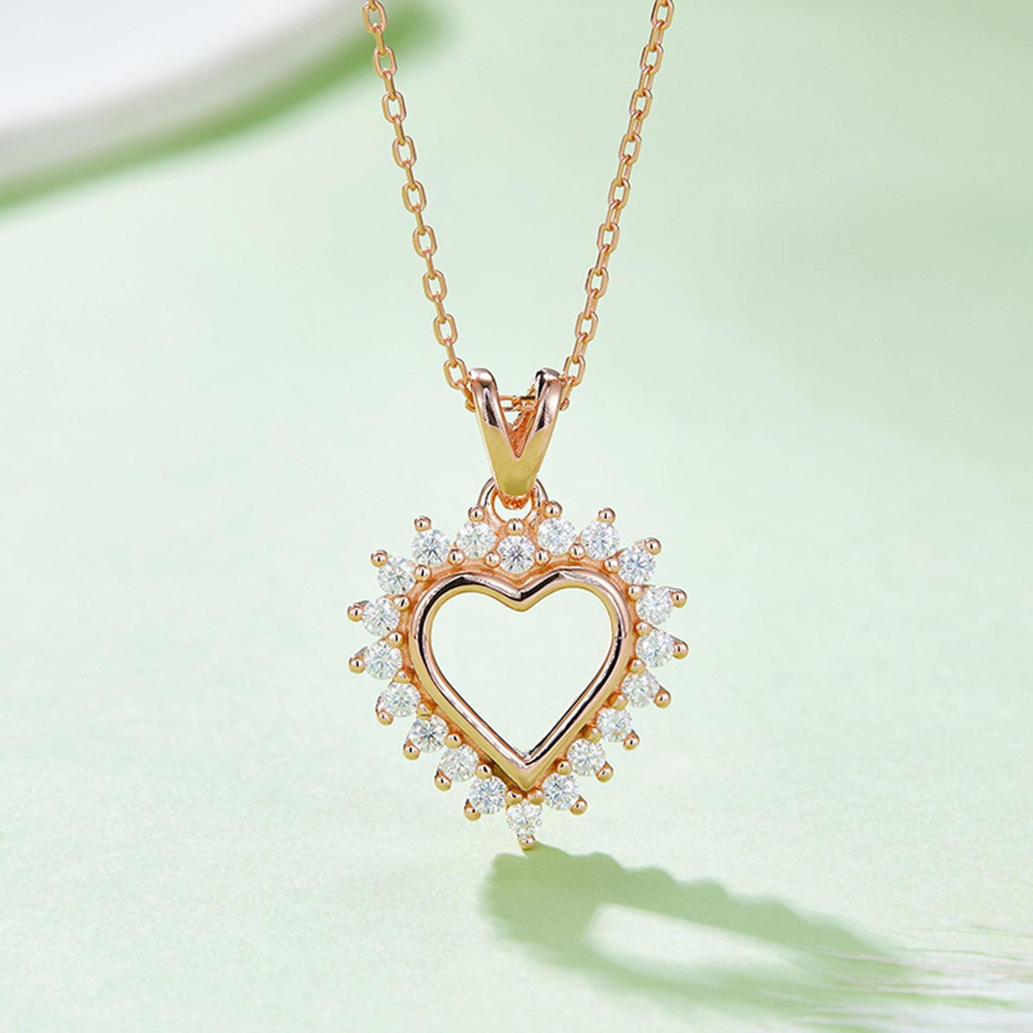 Heather Moissanite Heart Pendant Necklace
