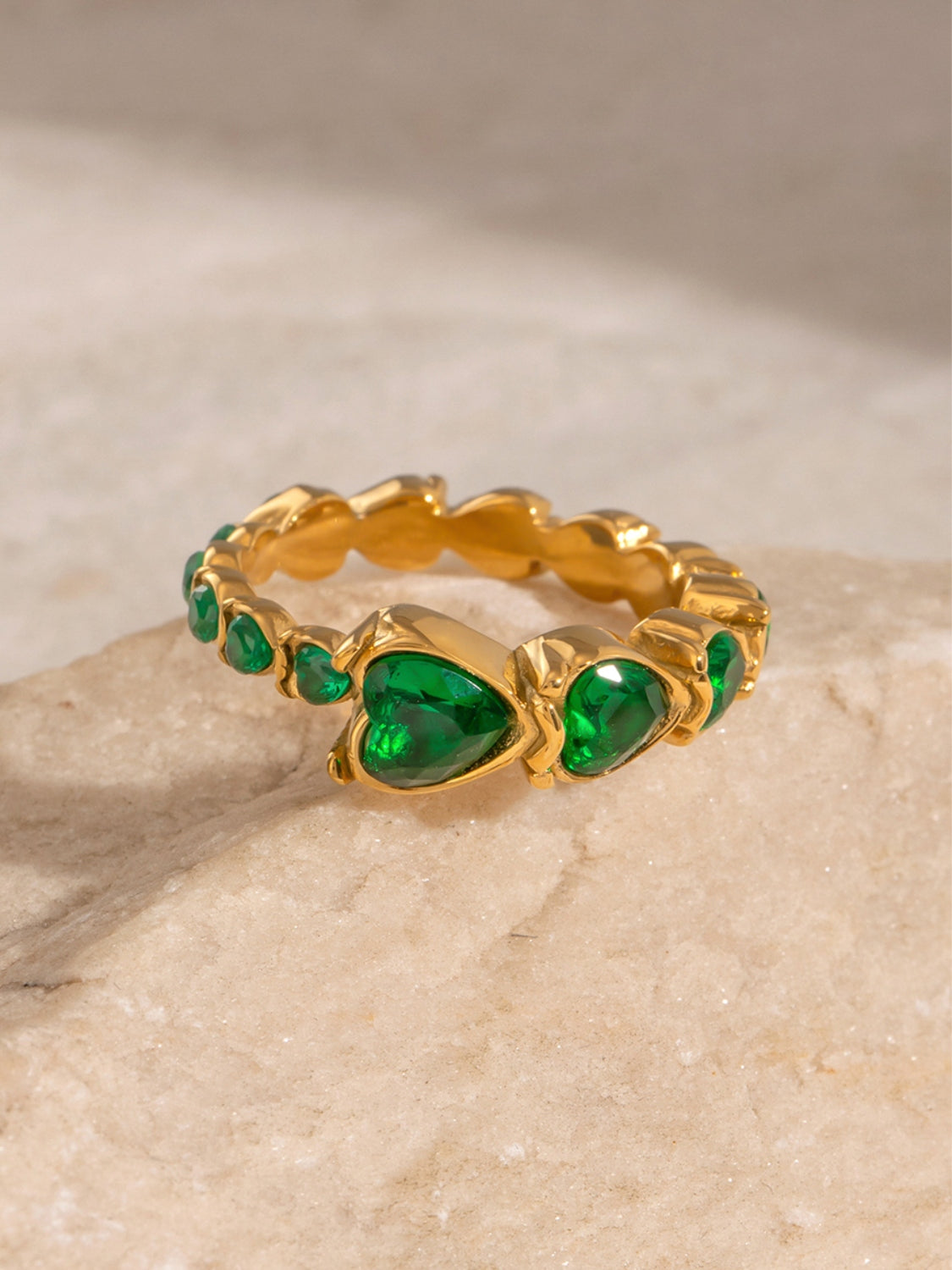 Solar Bloom Heart Rhinestone Ring