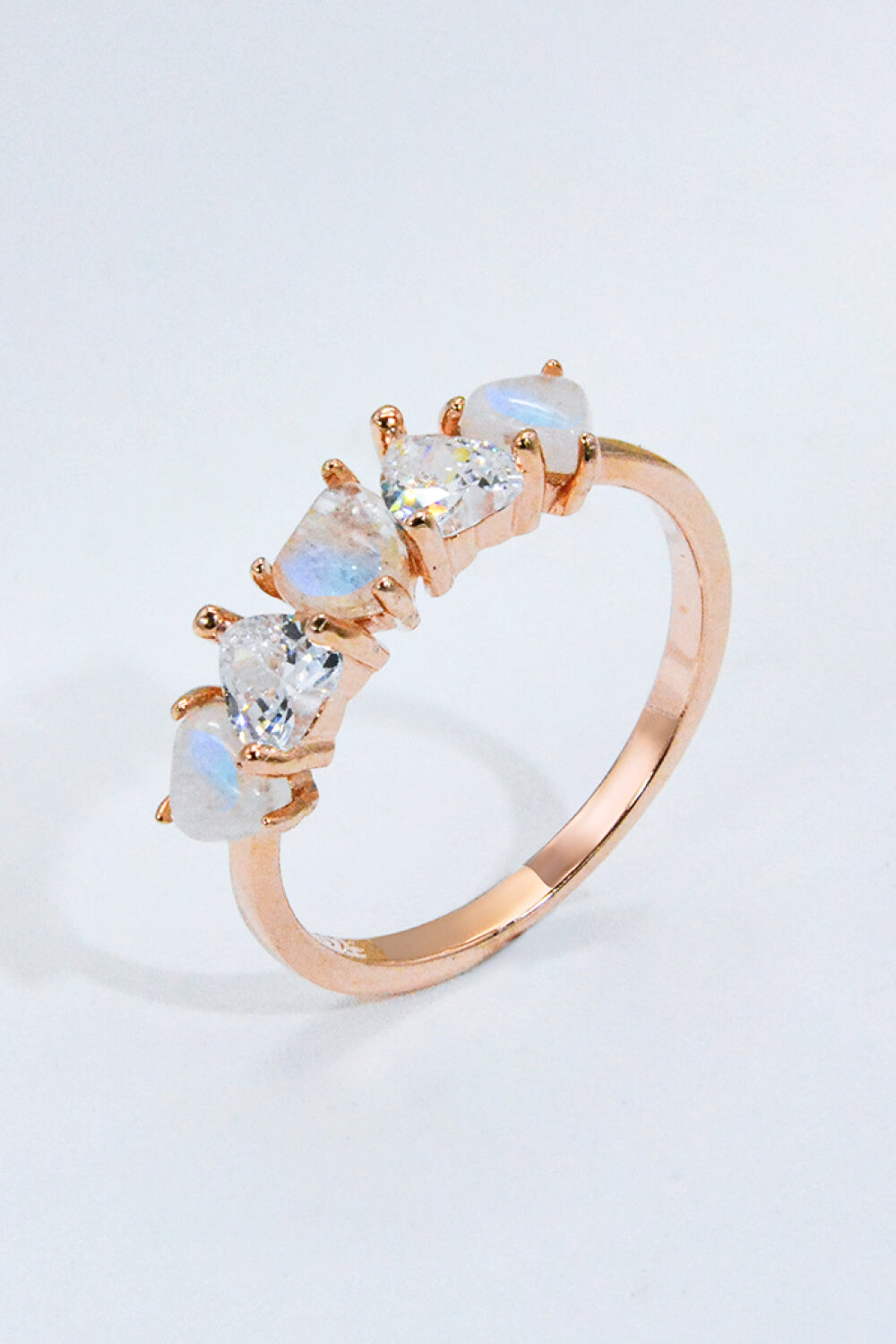 Pandora's Box Moonstone and Zircon Heart Ring