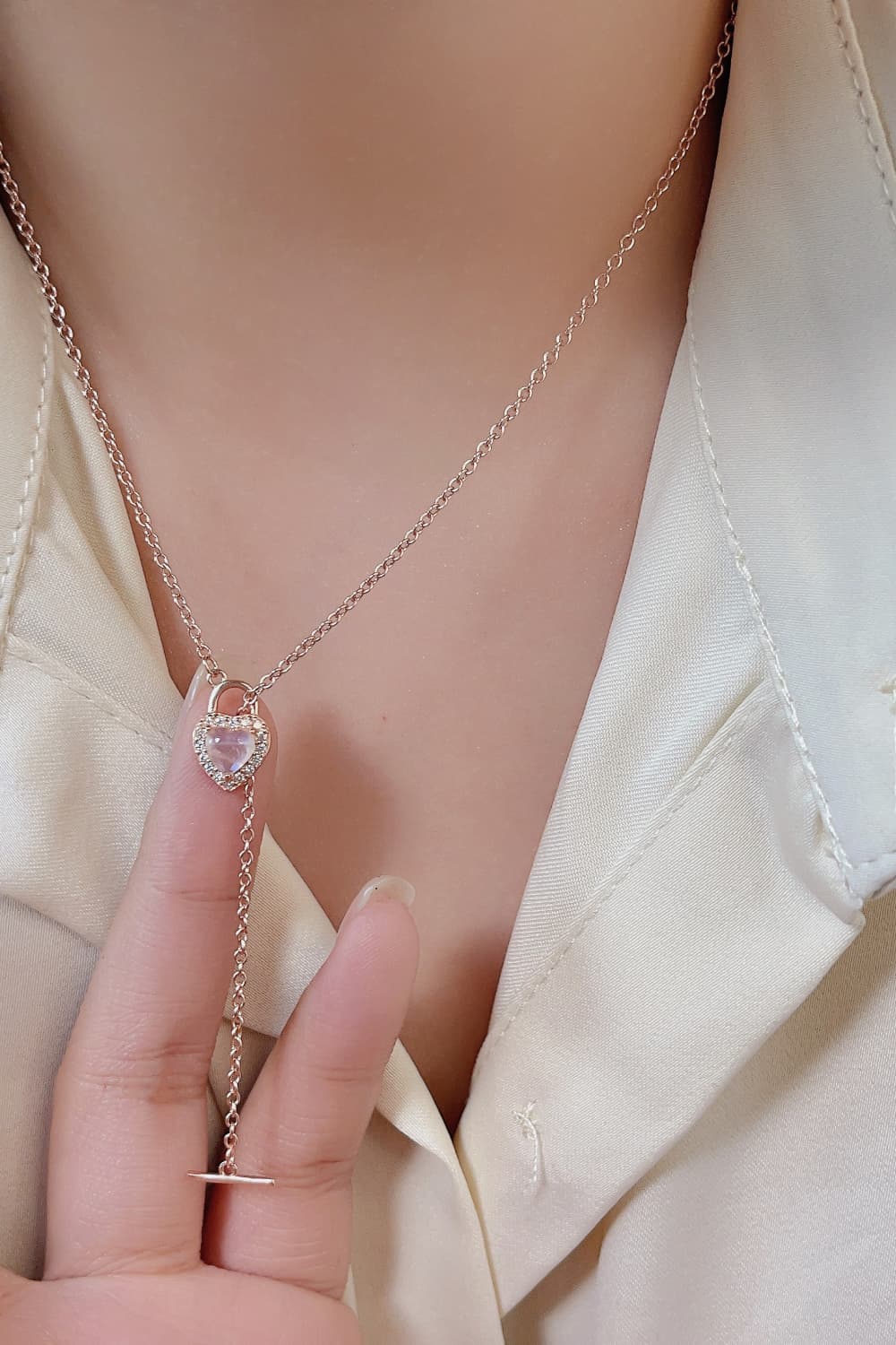 Halo Lock Heart Pendant Necklace
