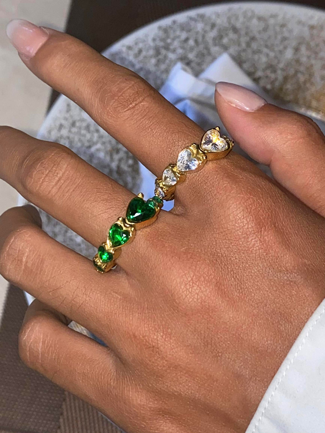 Solar Bloom Heart Rhinestone Ring