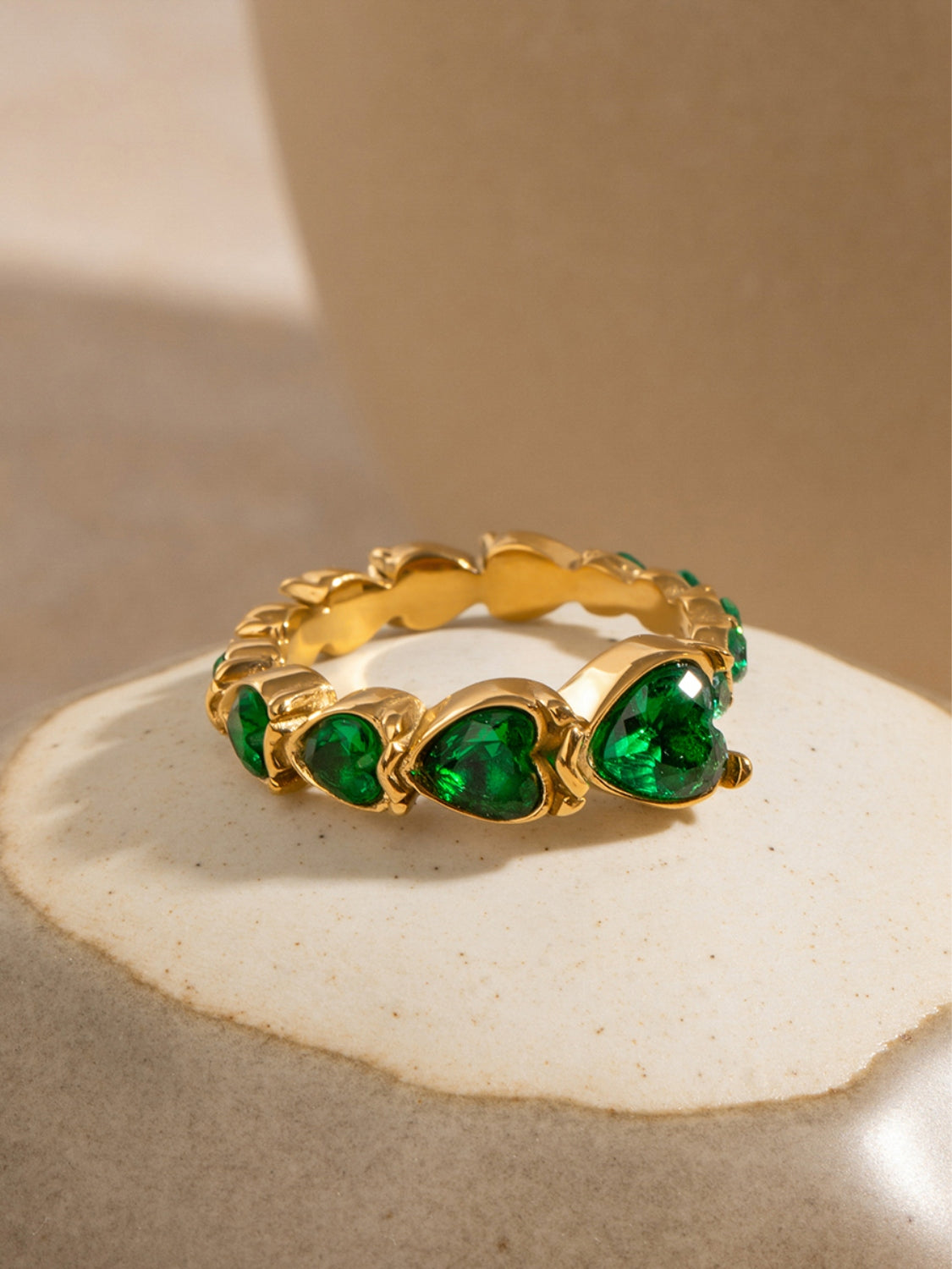 Solar Bloom Heart Rhinestone Ring