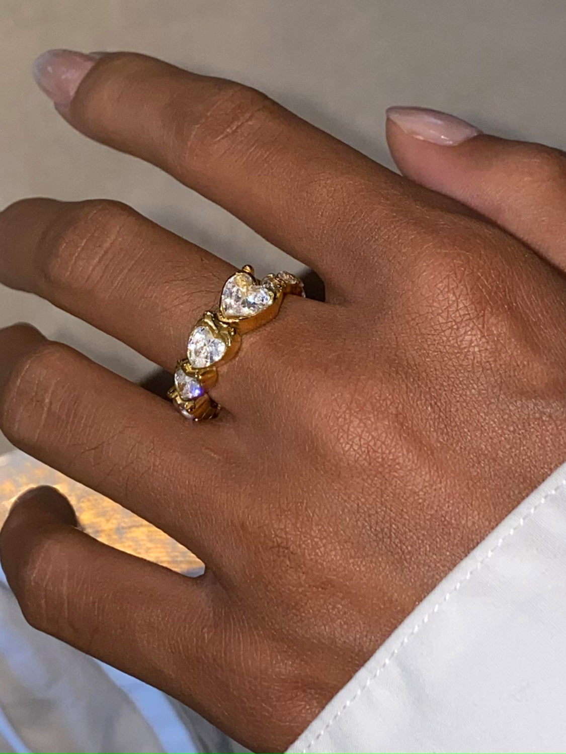 Solar Bloom Heart Rhinestone Ring