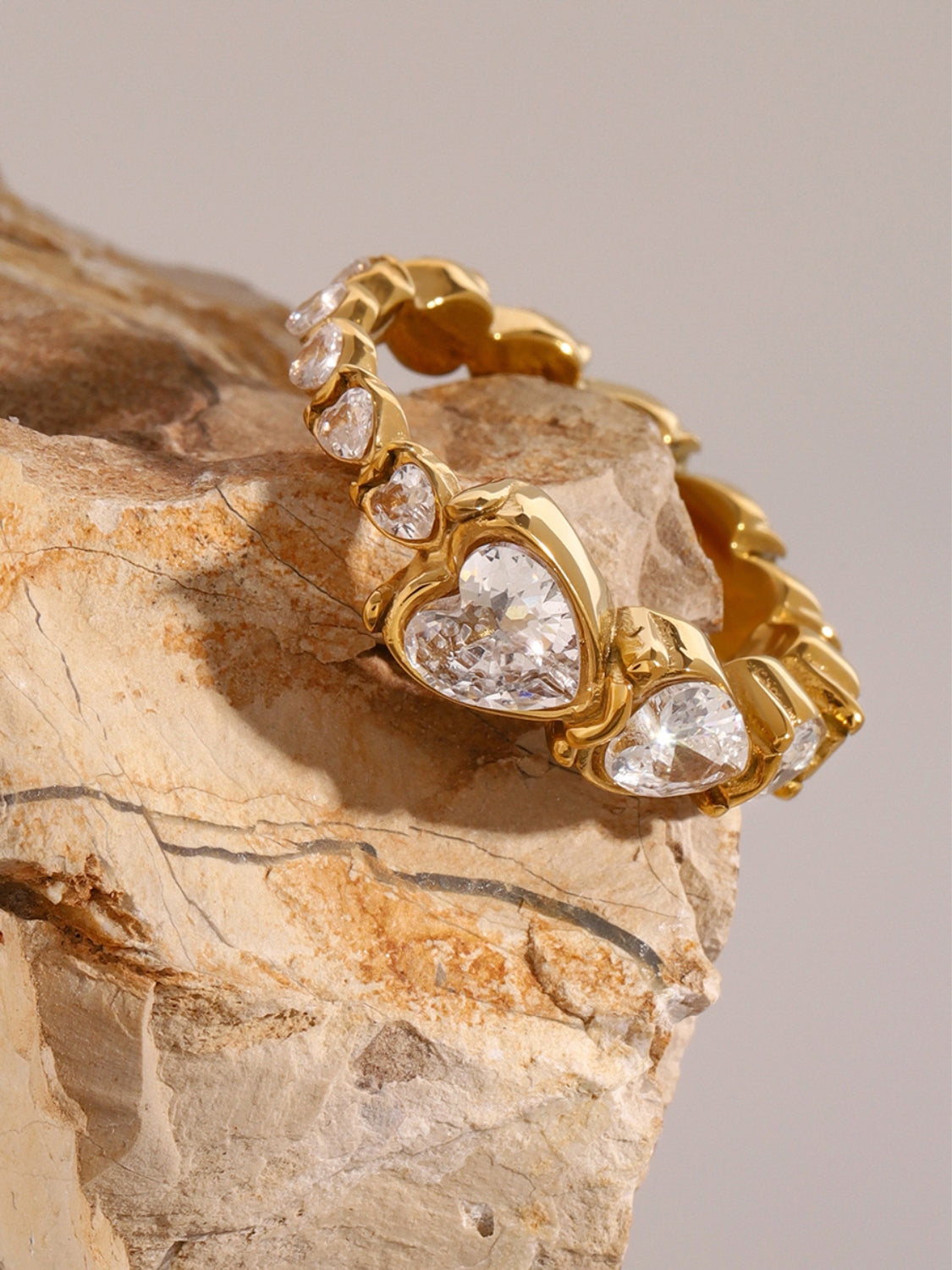 Solar Bloom Heart Rhinestone Ring
