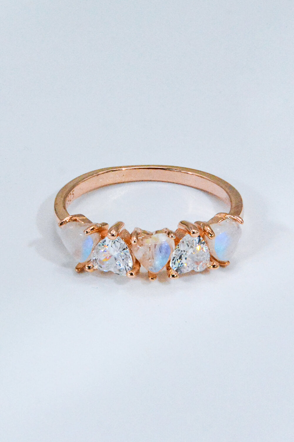 Pandora's Box Moonstone and Zircon Heart Ring