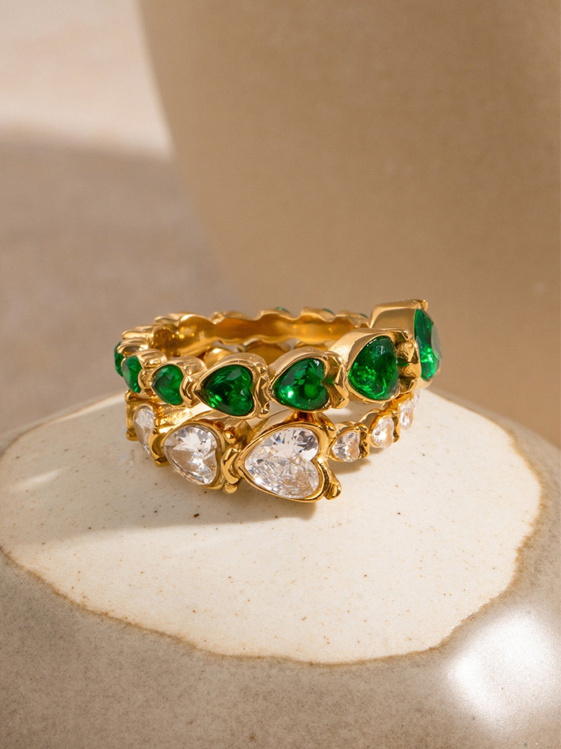 Solar Bloom Heart Rhinestone Ring