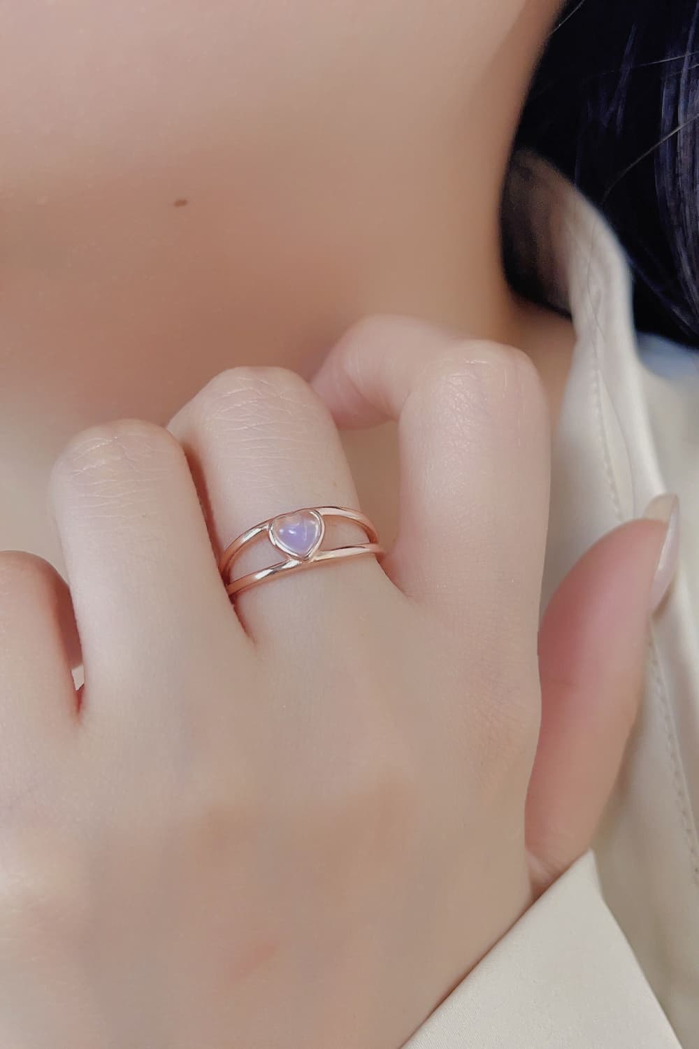 Aurora Heart Moonstone Ring