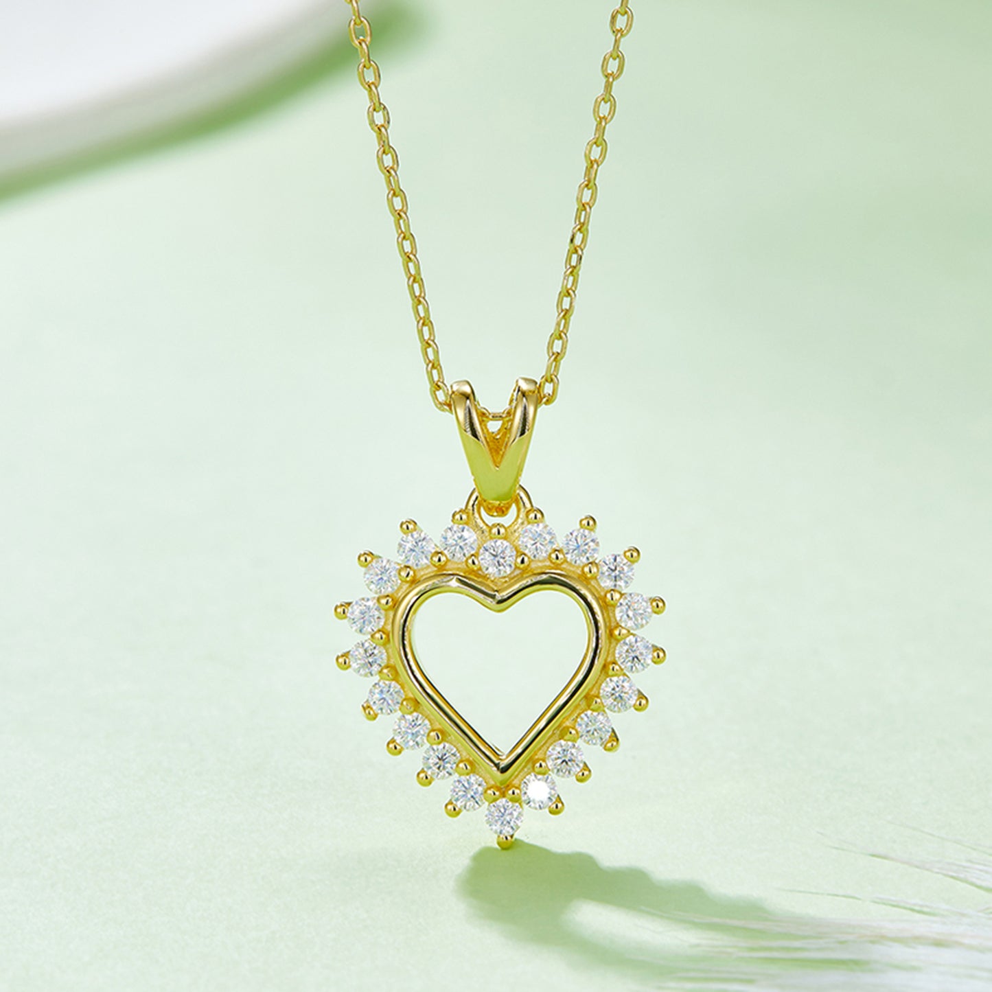 Heather Moissanite Heart Pendant Necklace