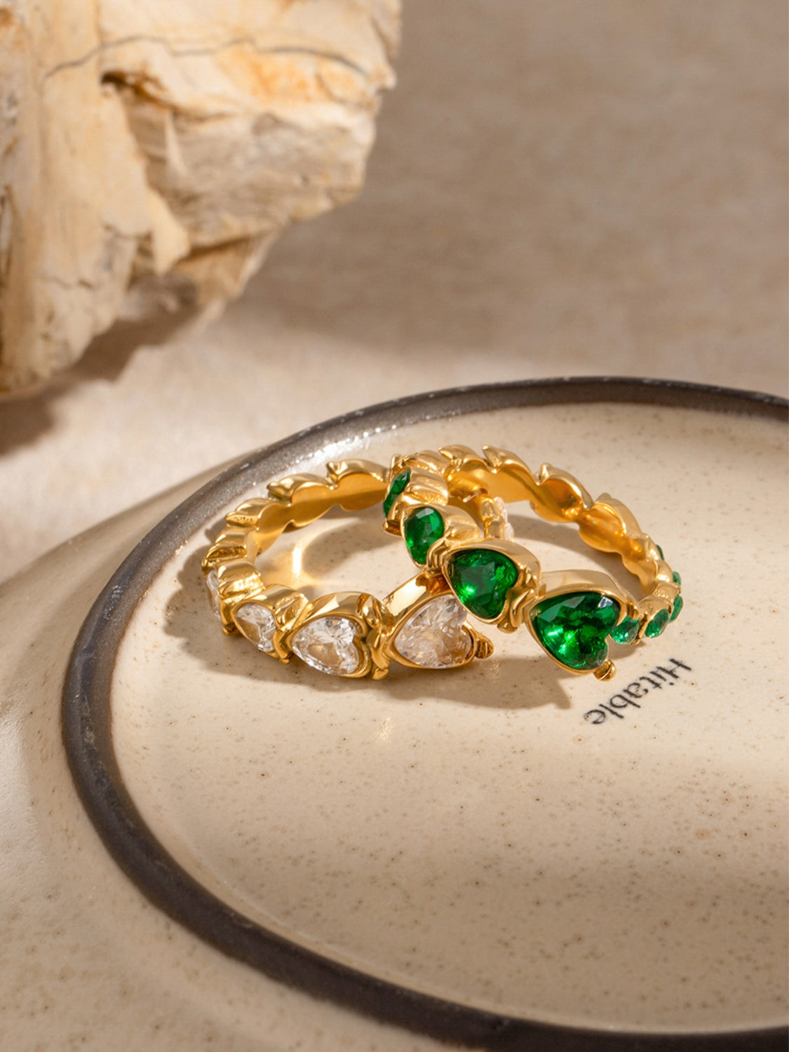 Solar Bloom Heart Rhinestone Ring