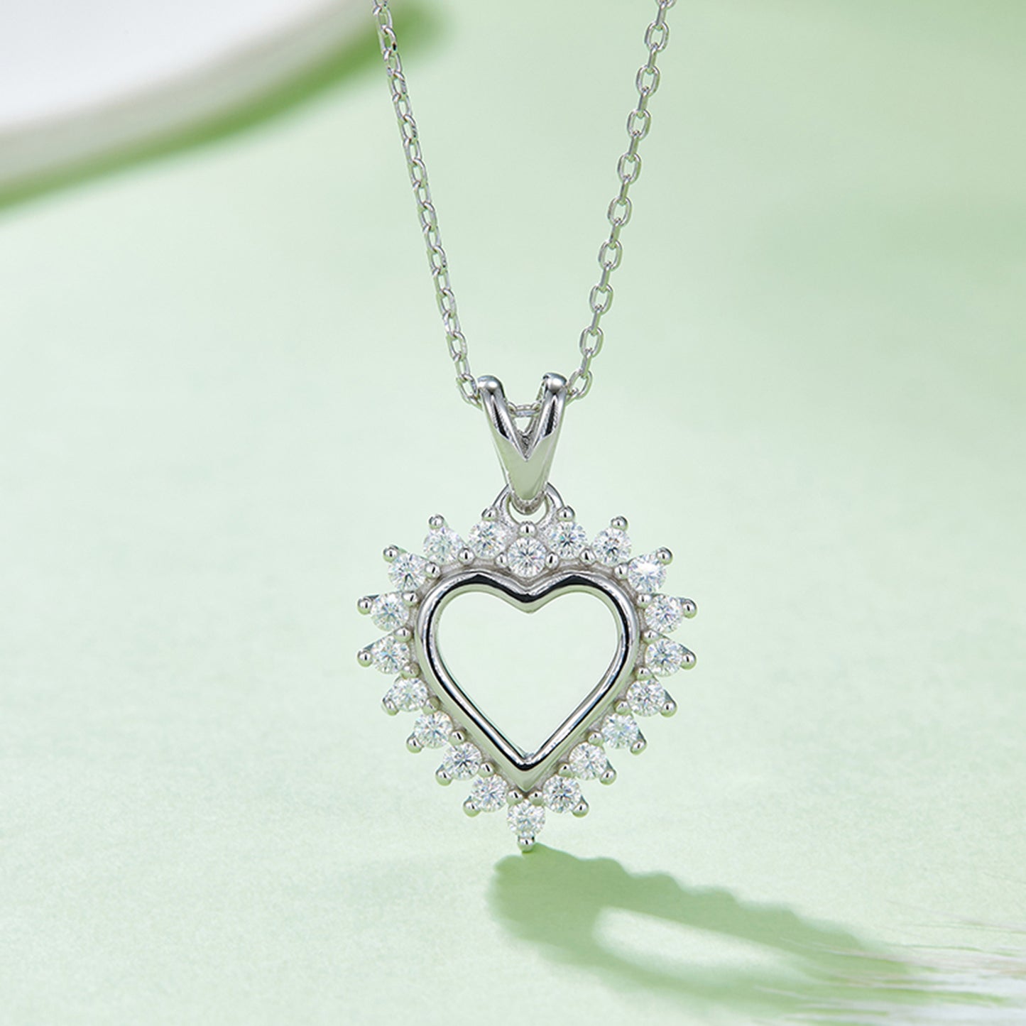 Heather Moissanite Heart Pendant Necklace