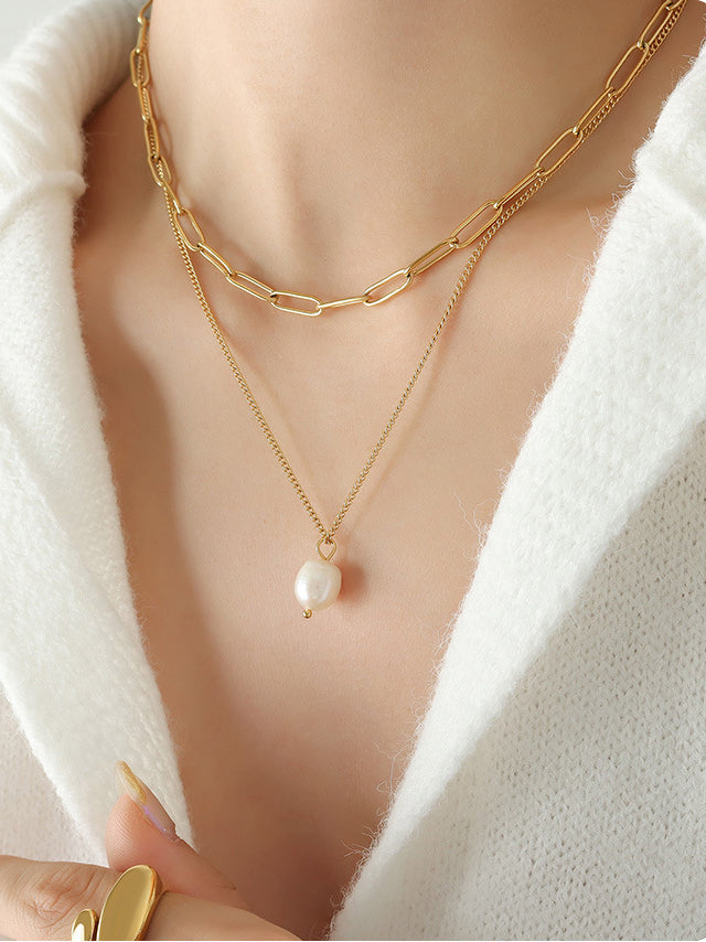 Freshwater Pearl Double-Layered Necklace