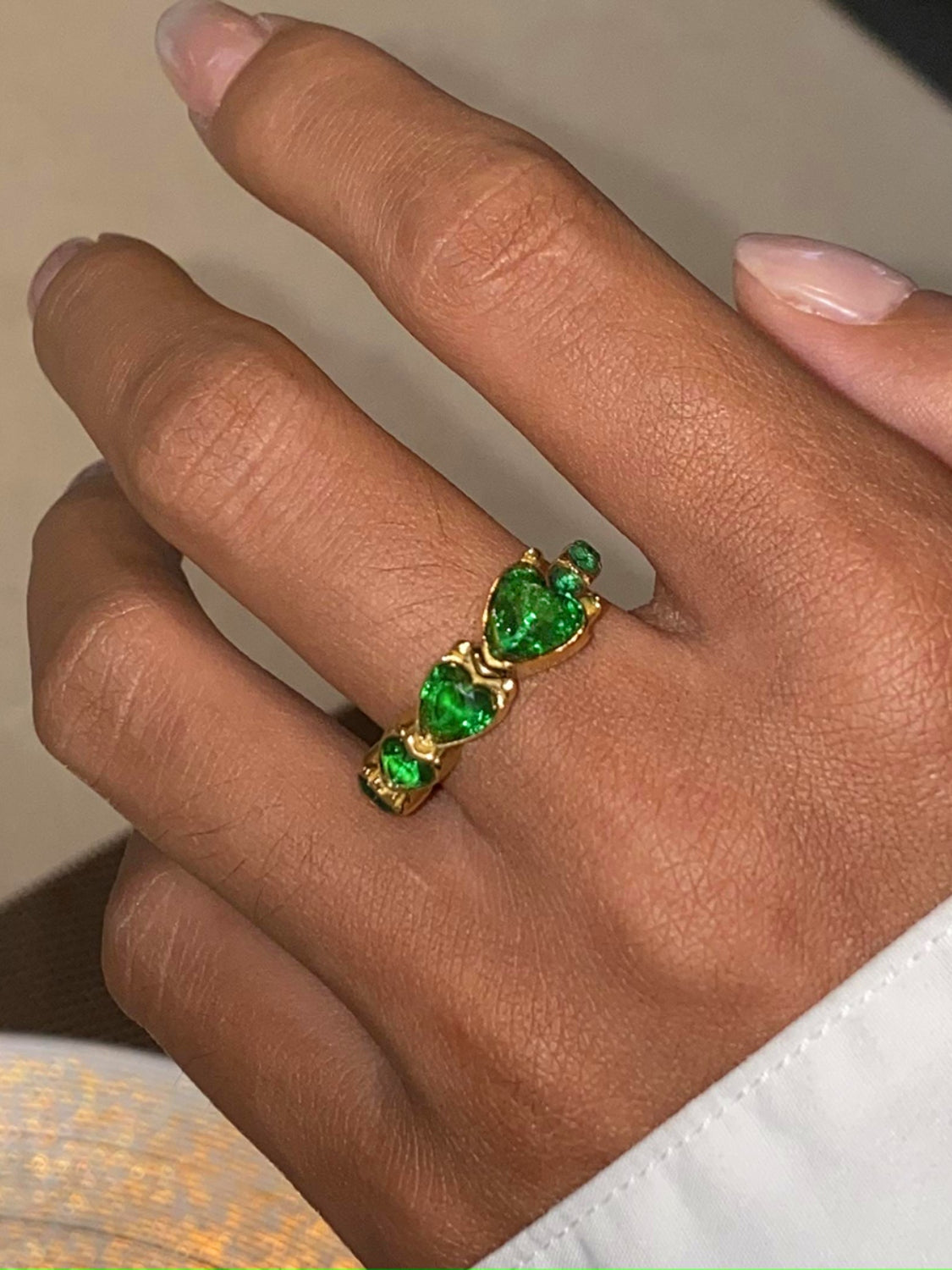 Solar Bloom Heart Rhinestone Ring