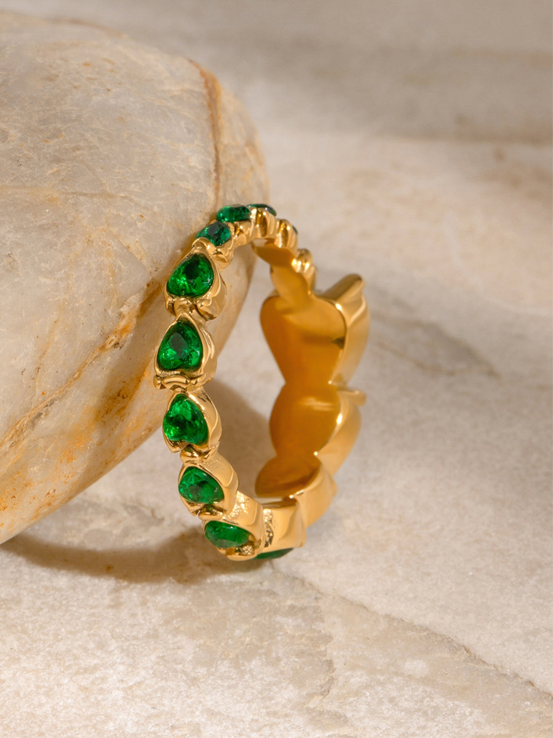 Solar Bloom Heart Rhinestone Ring