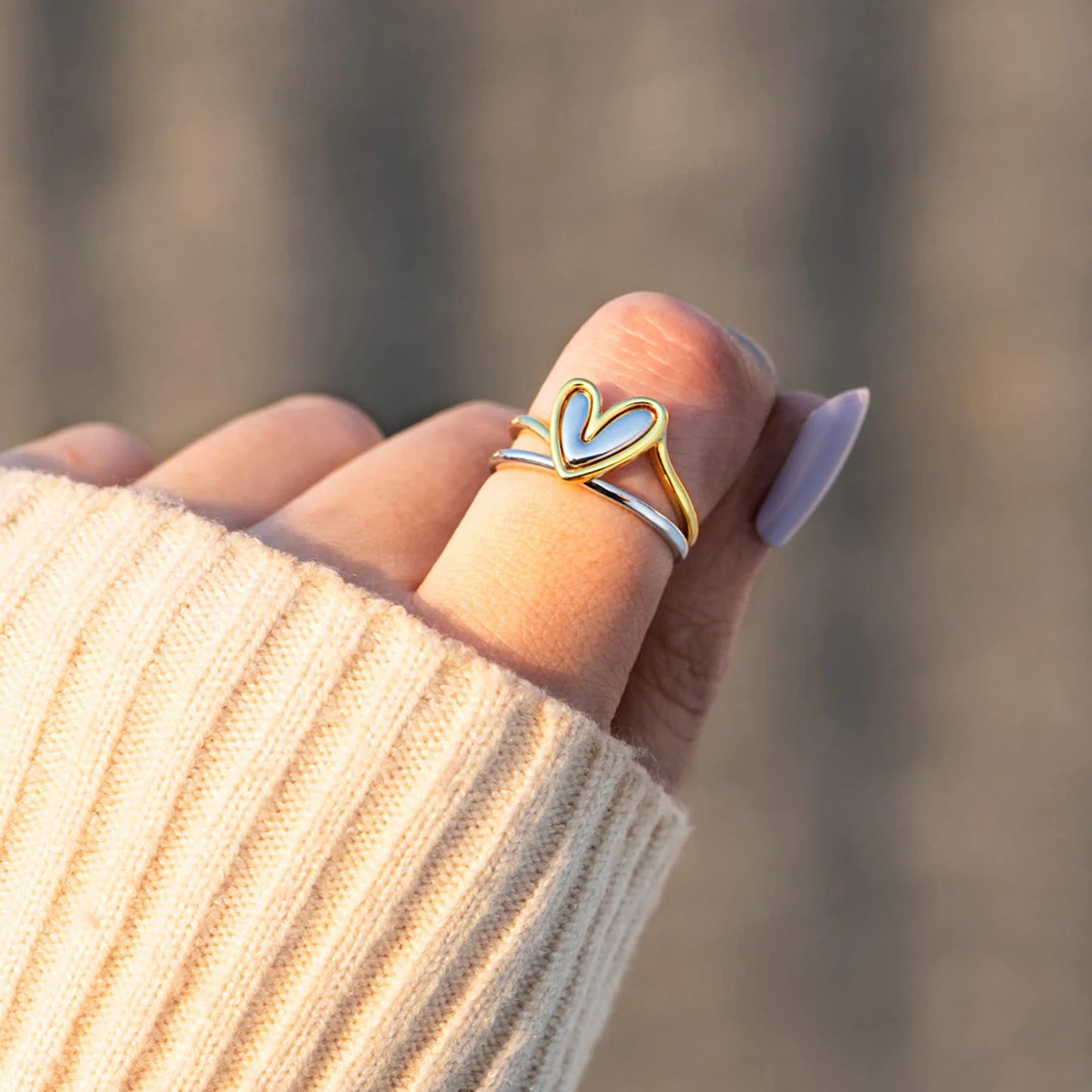 Heart Is Full Double Banded Ring